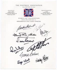1966 WORLD CUP FA HEADED NOTEPAPER HANDSIGNED BY TEN OF THE ENGLAND WINNING TEAM