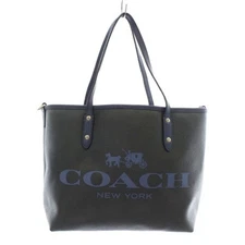 Coach Handbag Shoulder 2WAY Leather Logo Black Navy F36588 6a