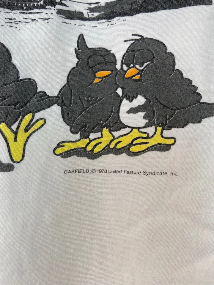 Camiseta Blanca Gráfica Pájaro Negro Puente Londres Garfield Vintage Años 90 Gráfico - L Foto 3 de 4