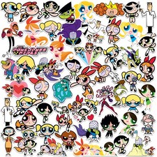 POWERPUFF GIRLS CHARACTER VARIETY DIE CUT VINYL 50 CT STICKER PACK