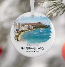 Honolulu Hawaii Christmas Ornament: Personalized Family Vacation Travel Gift 320