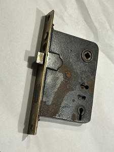 Vintage SKILLMAN Mortise Lock Body Mechinism Casr Iron & Brass Dual Locking 