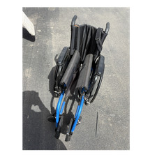 Foldable Manual Wheelchair Blue Black Steel Swing Away Legrest Wheel Locks Adult