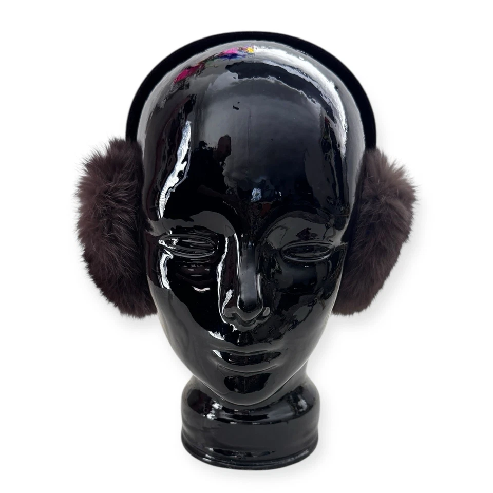 De colección Piel Real Orejeras Marrón Terciopelo Diadema Invierno Orejeras Cubiertas Calentadores Foto 3 de 4