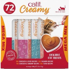 Catit Creamy Mega Mix Lickable Cat Treats Grain-Free 72 Tubes Chicken Tuna