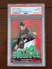 Topps Finest 2025 Paul Skenes Bullish Red Refractor /5 #B-15 PSA 10 Pirates