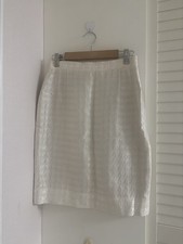 Vintage Valentino Miss V Ivory Jacquard Pencil Skirt IT42 US8 Made Italy Rare