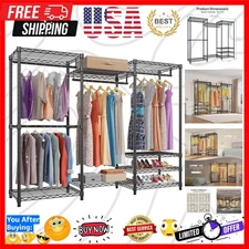 V5 Heavy-Duty Portable Closet Wardrobe - 890LBS Capacity, 4 Rods & 8 Shelves
