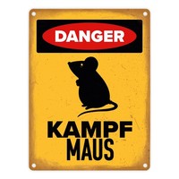 Danger Kampf Maus Metallschild In 15X20 Cm Mit Maus Silhouette