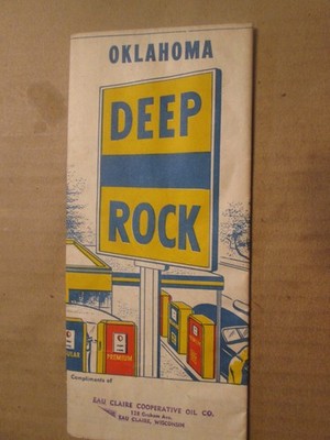 Deep Rock Oil Corporation Highway Road Map of Oklahoma 1950
