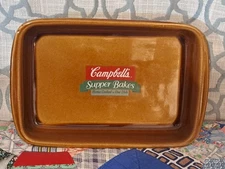 Campbells Casserole Baking Dish Cake Pan Supper Bakes Stoneware Thanksgiving VTG