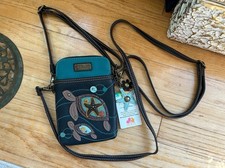 Chala Navy Blue Vegan Sea Turtles Convertible Pouch/Crossbody Handbag New/Tags