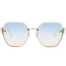 Miu Mi 25030 Sunglasses Gold Frame Blue Gradient Resin Lenses 55-18-145mm UV