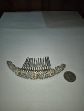 ELEGANT VINTAGE SILVER TONE SPARKLING RHINESTONE BRIDAL HAIR COMB TT13