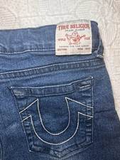 True Religion Kids Denim Shorts Size 12 Large Dark Wash TR Patch Premium Jeans