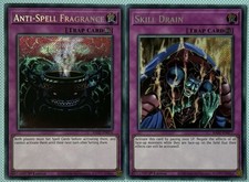 YuGiOh Anti-Spell Fragrance RA02-EN076 + Skill Drain RA02-EN077 Secret Rare 1st