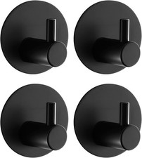 Towel Hooks for Bathroom 4 Pack Adhesive Hook Shower Black