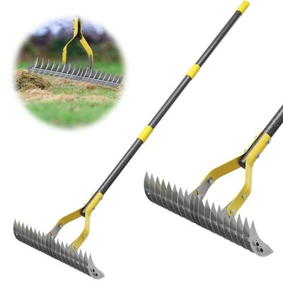 Thatch Rake, 2-in-1 Lawns Manual Dethatcher with Adjustable Head, 55'' Heavy D...