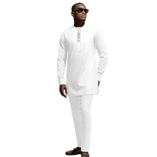 Dashiki for Men African outfits 2 Piece Set Shirt Pants Nigerian Mens Suit We...