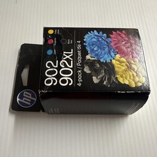 HP 902XL 902 Black Color 4 Pack Ink Cartridge XL New In Box Exp JULY 2027