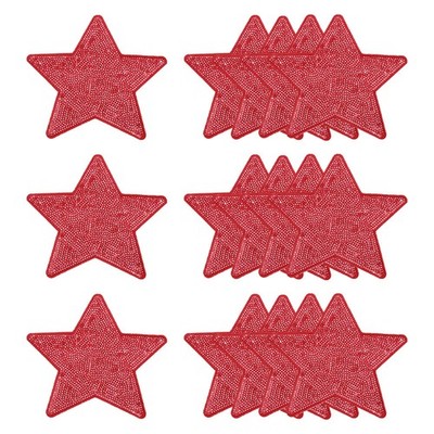 20 Pcs Sequin Star Iron on Patches, 5 x 4.7 Inch Embroidery Sequin Patches fo...