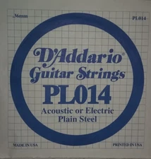D'Addario Guitar String Acoustic or Electric Plain Steel PL014