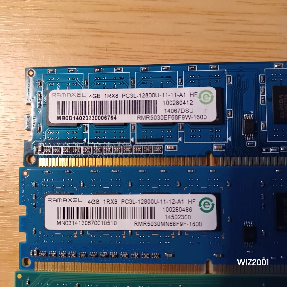 Lot Ramaxel & Crucial 16GB 4x4GB PC3-12800u DDR3 Mixed Ram - Image 2 of 4