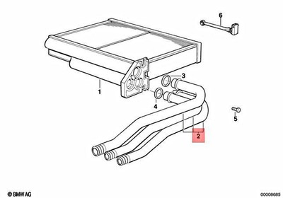 Genuine BMW E34 Sedan AC Heater Radiator / Microfilter Pipe OEM 