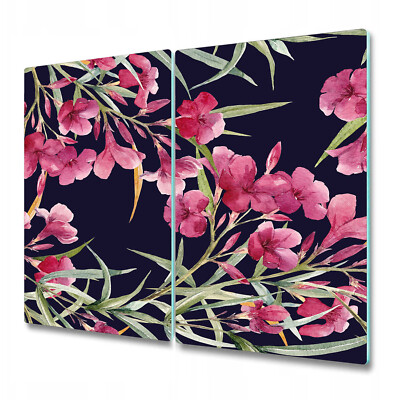 Glass Surface Protector Worktop Saver Dark Garden Watercolour Flowers 2x30x52