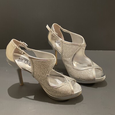 BRASH WOMENS SILVER SPARKLE GLITTER PROM EVENING