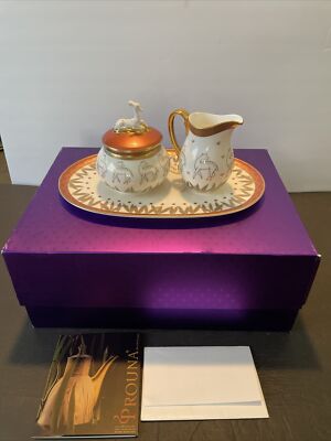 Prouna China LETO Sugar Bowl, Creamer and Matching Tray Set DEER - NEW
