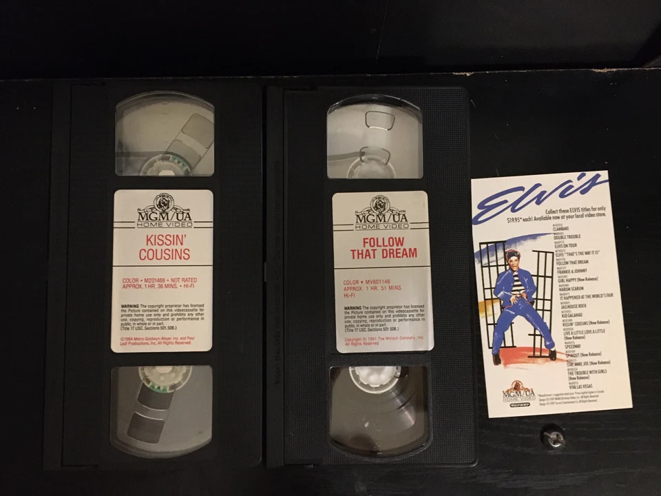 VHS Elvis Lot Follow That Dream & Kissin Cousins MGM Movie Collection Tested Foto 3 de 3