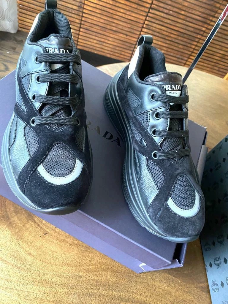 Prada platform sneakers black discount