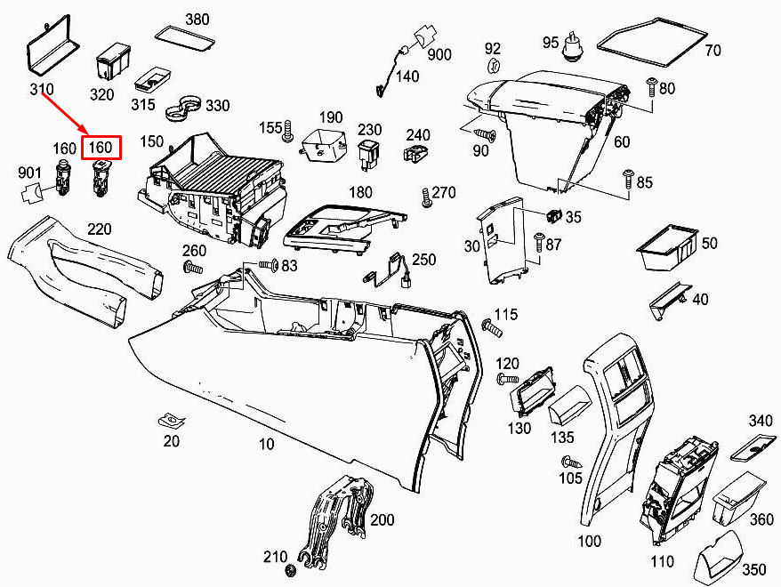 Prise de console centrale Mercedes-Benz GL X166 A0008206851 d'origine