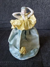 Vintage Porcelain Half Doll Pin Cushion 8" Tall