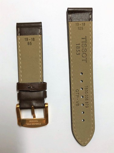 Original Tissot Quickster T095417A T095410A Brown Leather 19mm Watch Band Strap - Picture 4 of 4