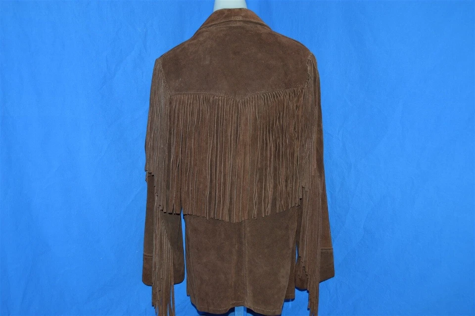 CHAQUETA MUJER VINTAGE AÑOS 70 SCHOTT RANCHER MARRÓN GAMUZA BORLA NATIVA AM CUERO M Foto 3 de 4