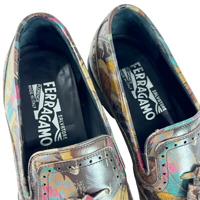SALVATORE FERRAGAMO Leather Multi Feathers Pattern Tassels  display picture 2