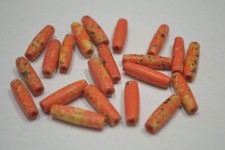 40 PCS DYED ORANGE BUFFALO BONE TUBE BEADS 1"