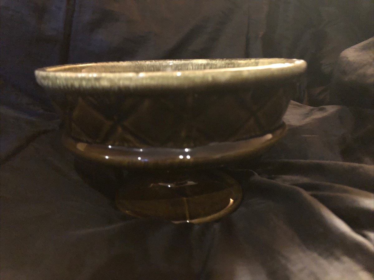 果物 HULL Hull Vintage Footed Planter Bowl USA F25 Ceramic Glaze Green 7.5