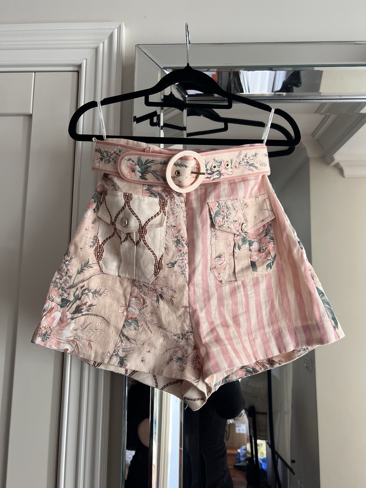 Zimmermann Moonshine Belted Patchwork Shorts Size… - image 7