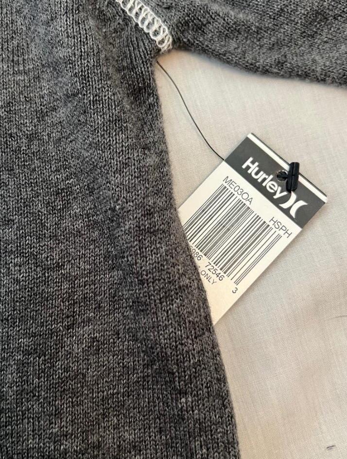 にゃあ HURLEY mens XL charcoal gray contrast white stitch cotton pullover