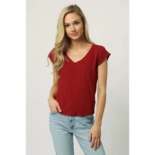 DEAR JOHN THERMAL V-NECK TOP MOLTEN LAVA Size Large