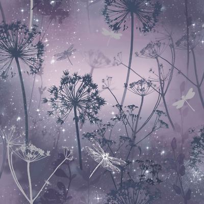 Fantasia Kleinlibellen Tapete Lila - Arthouse 692306 Glitzer