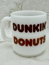 Vintage 1979 Dunkin Donuts GLASBAKE Mug - Coffee Cup - Two Tone Brown Lettering