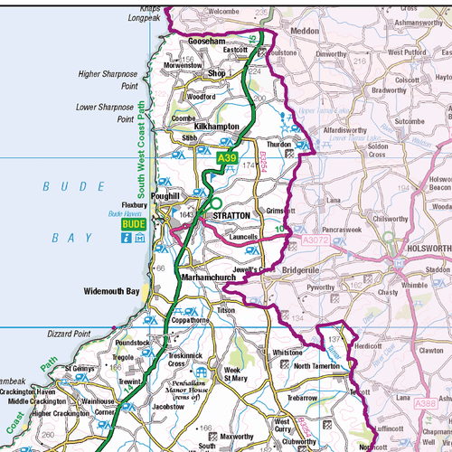 Cornwall Ceremonial County Karte, County Karte von Cornwall, Poster von Cornwall - Bild 3 von 5