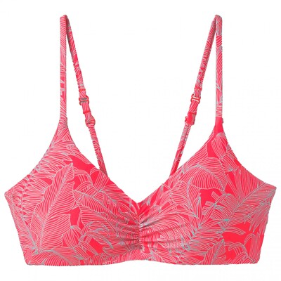 prAna Jess XS Reversible Front Shirring Bikini Swimsuit Swim Top Papaya Fronds