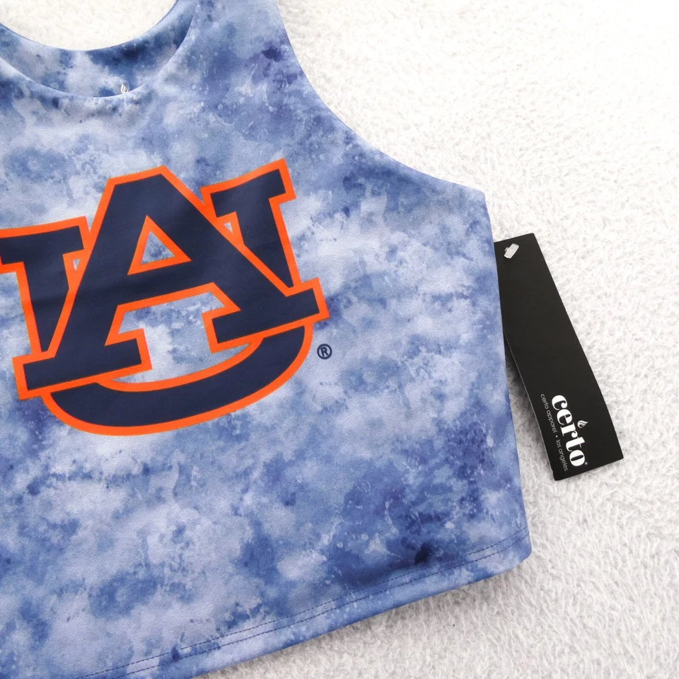 Auburn Tigers Sports Bra Women Small Blue Tie Dye Crop Tank Certo Northwest NCAA - Image 3 of 4