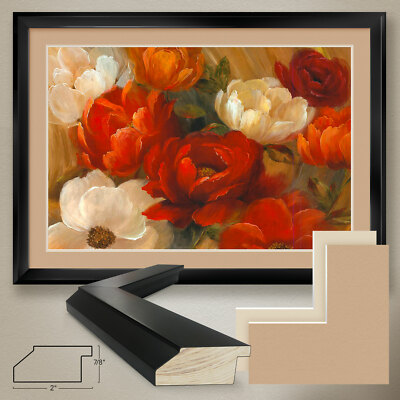 44W''x32H'' JARDIN DE CORAIL by NAN - CLOSEUP FLORAL DOUBLE MATTE, GLASS and FRAME