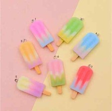 Multicolored Ice Pops, Popsicle Ice Cream Charm 42mm x 15mm x 5mm 